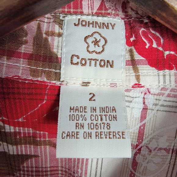Johnny Cotton Women's Size 2 Rose Red Plaid Button Up Pearl Snaps - Picture 2 of 5